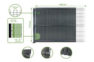 Kit de lamelles occultantes PVC rigide CINTO L.4m x H.170cm gris 9