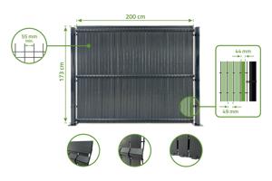 Κιτ πηχάκια PVC συσκότισης 2m CINTO Υ.170cm Γκρι 9