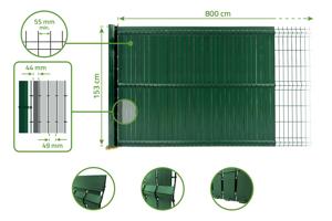 Tvirtų PVC užtemdančių lentelių komplektas CINTO, ilgis 8 m x aukštis 150 cm, žalios spalv 9