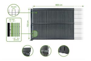 Set van verduisterende lamellen van stijf PVC CINTO L.8m x H.150cm grijs 9