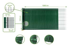 Mörkläggningslameller i PVC CINTO L.10m x H.120cm grön 8