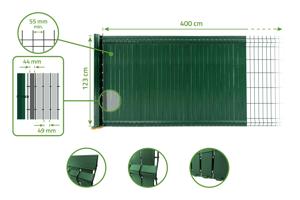 Kit de ripas blackout em PVC rígido CINTO C.4m x A.120cm verde 8