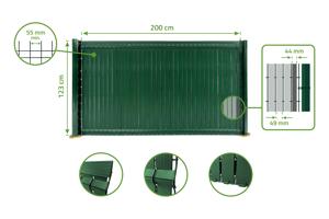 Mörkläggningslameller i styv PVC CINTO L.2m x H.120cm grön 8