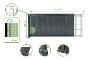 Mörkläggningslameller i PVC CINTO L.4m x H.100cm grå 7