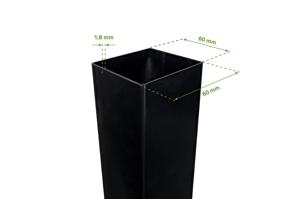 Set med 2 DARIO järnstolpar, 6x6cm, H.230cm, mattsvart 2