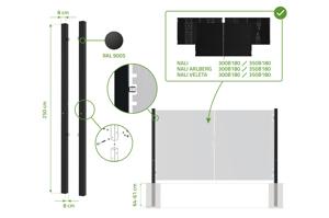 Set mit 2 DARIO-Eisenpfosten, 8 x 8 cm, H 250 cm, matt schwarz 8