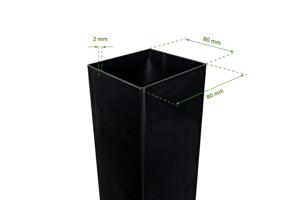 Set mit 2 DARIO-Eisenpfosten, 8 x 8 cm, H 250 cm, matt schwarz 2