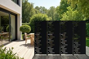 Set of 3 decorative panels ARLBERG black H.160cm patterns on the left 3