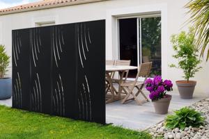 Set of 2 decorative panels VELETA black H.160cm patterns on the left 3