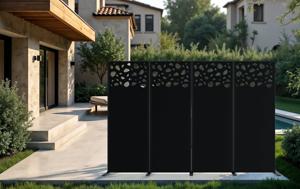 Set of 3 decorative panels SUNNY black H.160cm patterns on the top 3