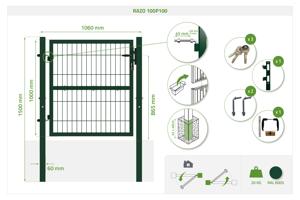 Portillon grillagé 1m vert RAZO H.100cm 11