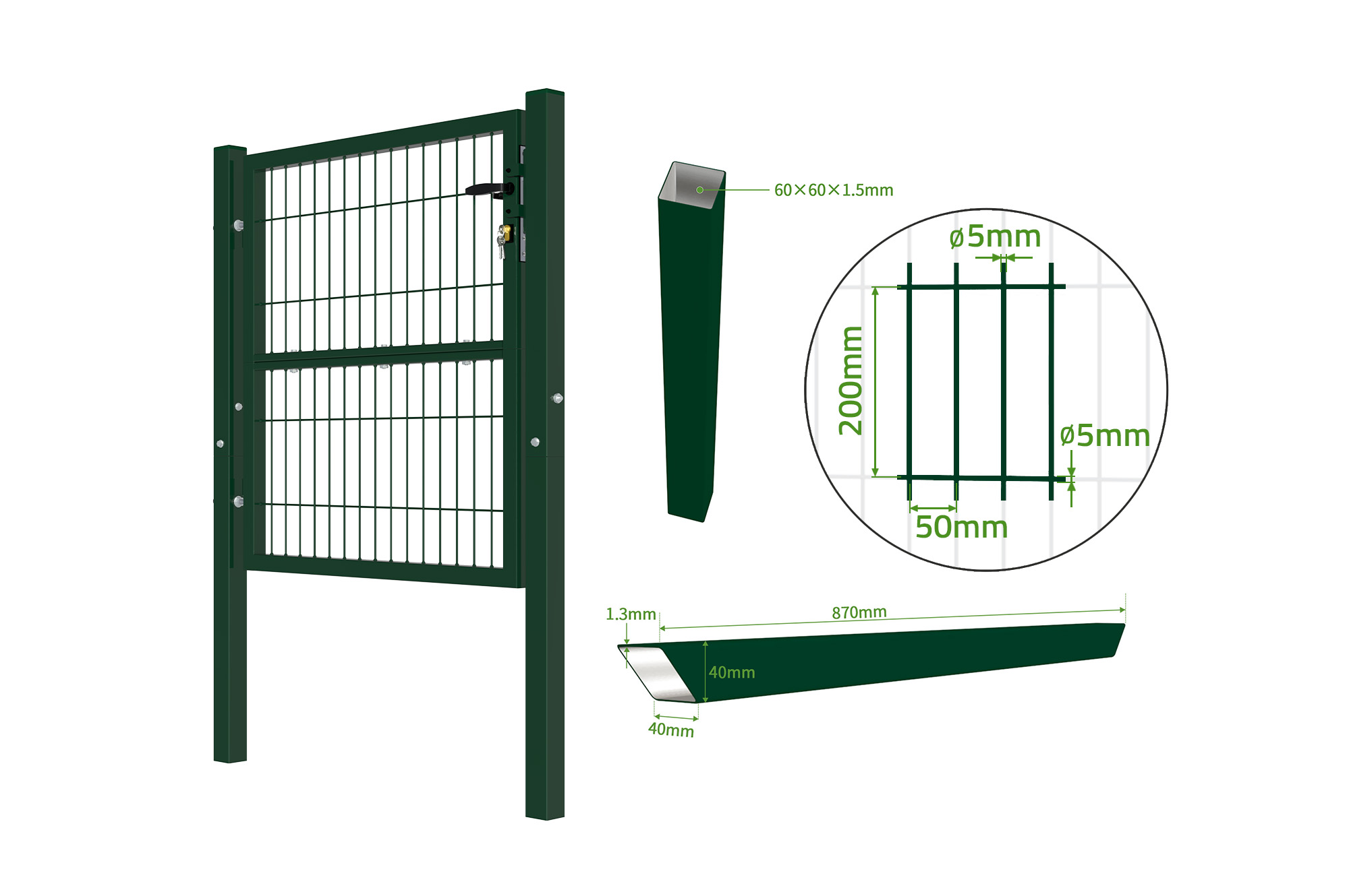 Portillon grillagé 1m vert RAZO H.100cm 4