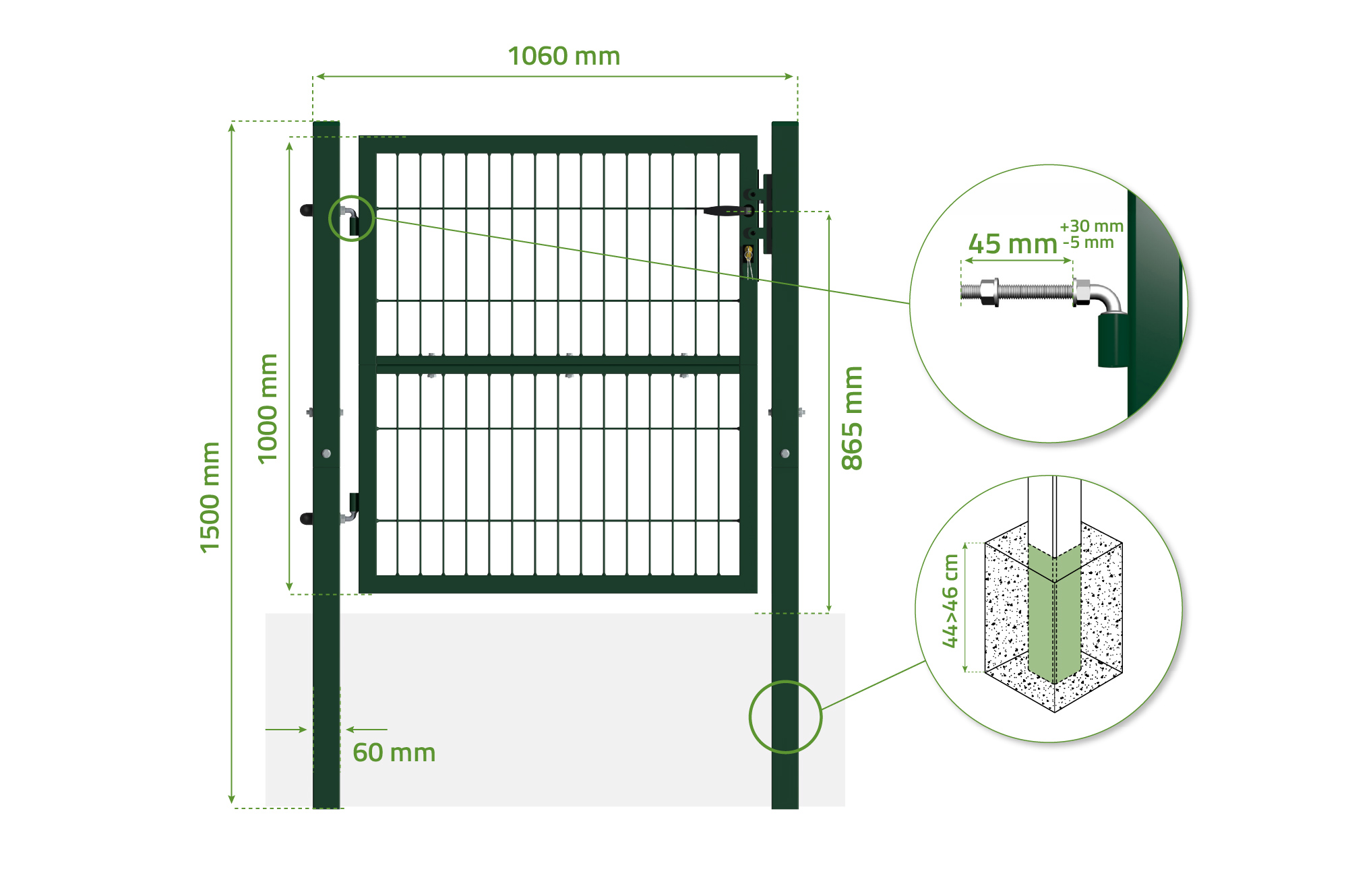 Portillon grillagé 1m vert RAZO H.100cm 3