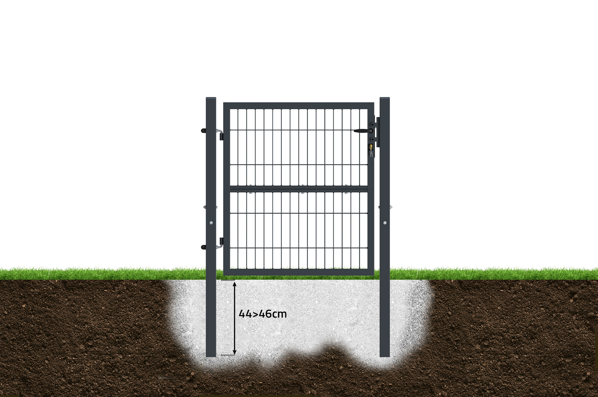 Portail grillagé 3m RAZO H.100cm + Portillon 1m RAZO H.100cm gris 18