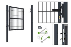 Portail grillagé 3m RAZO H.100cm + Portillon 1m RAZO H.100cm gris 14