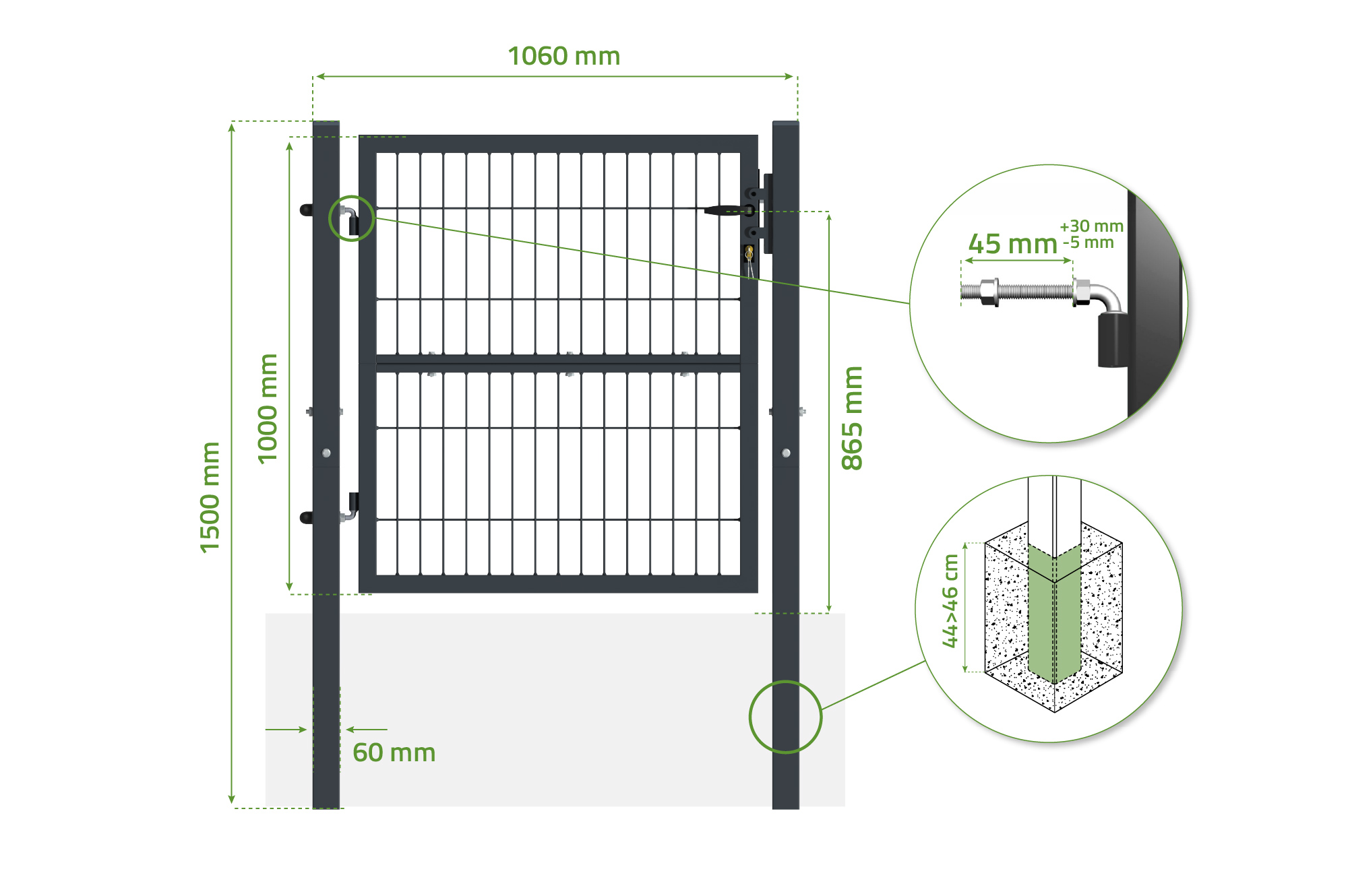 Portail grillagé 3m RAZO H.100cm + Portillon 1m RAZO H.100cm gris 13