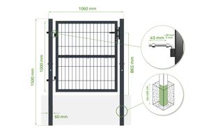 Portail grillagé 3m RAZO H.100cm + Portillon 1m RAZO H.100cm gris 13