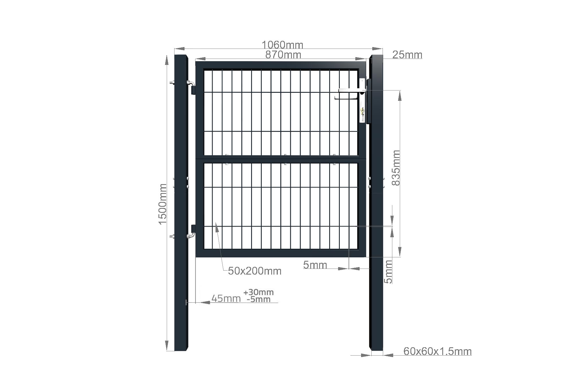 Puerta de malla​ 1m gris RAZO Alt.100cm 6