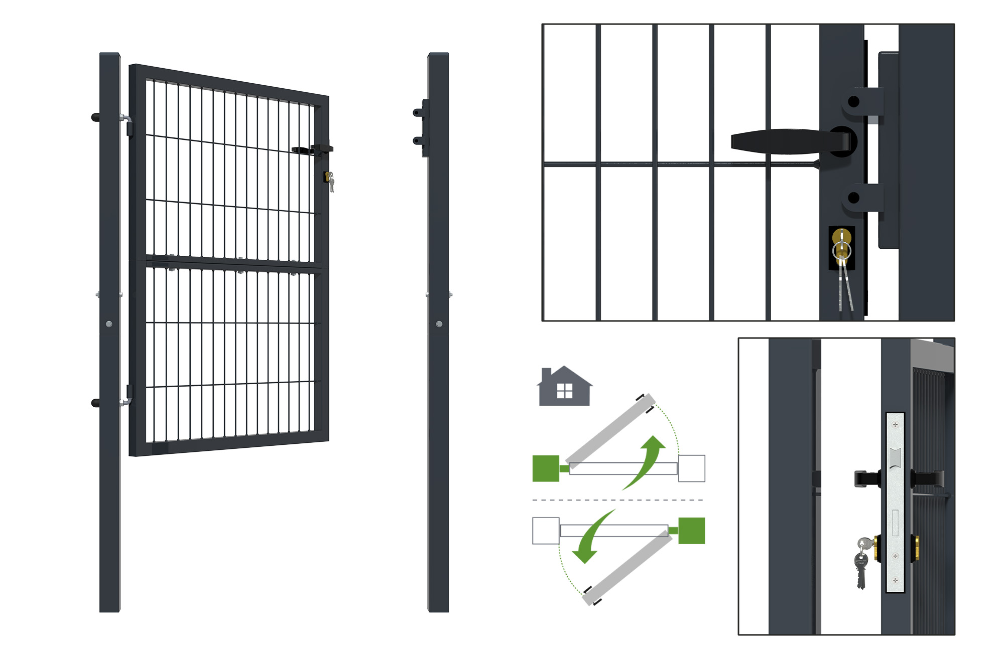 Portillon grillagé 1m gris RAZO H.120cm 4