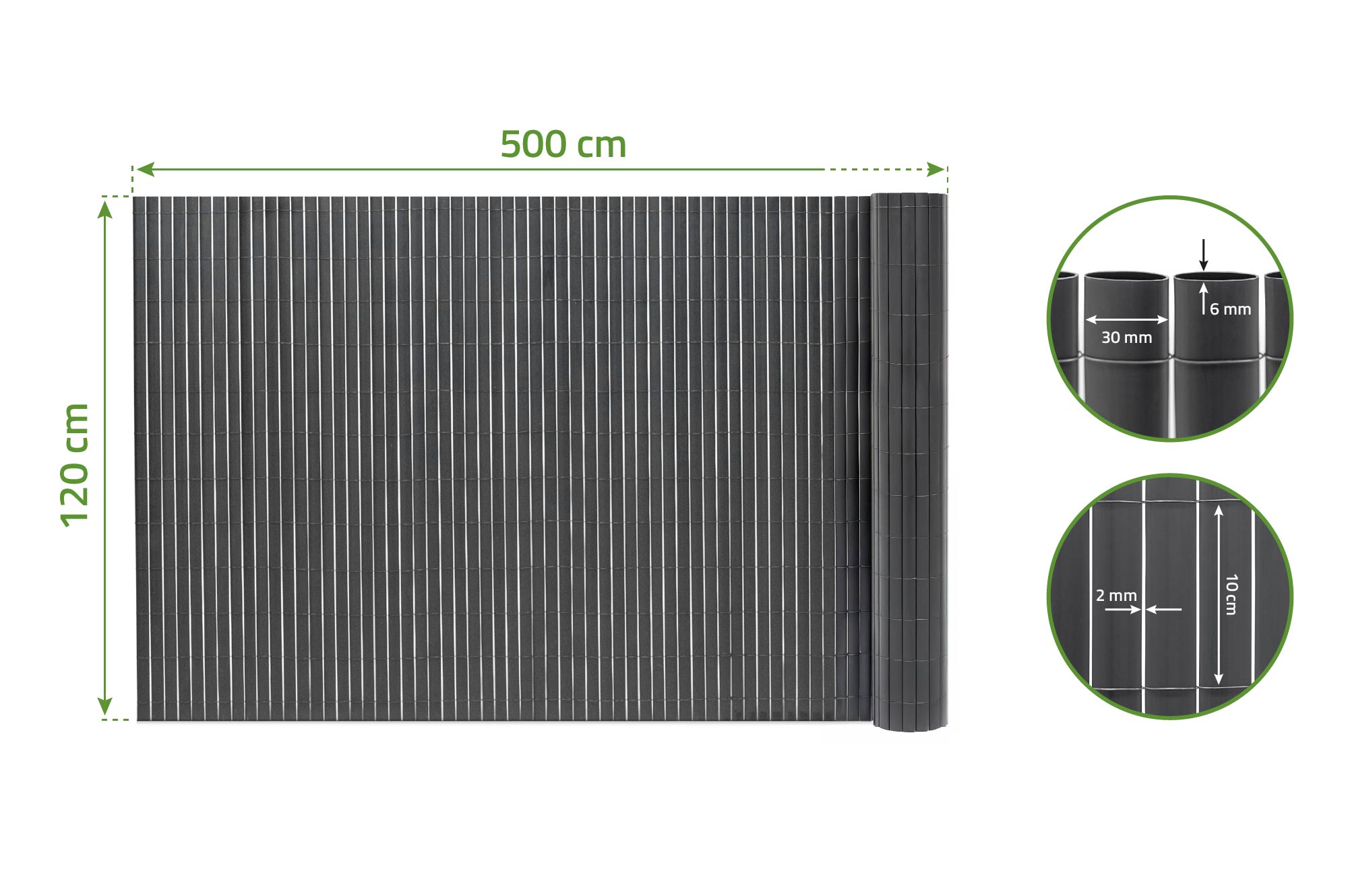 VISO PVC-stok L.5m x H.1.2m Antracietgrijs 2