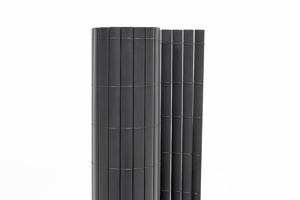 Ecran dublu-fațetat VISO din stuf din PVC, 5m x 1,5m, gri antracit, cu elemente de fixare 9