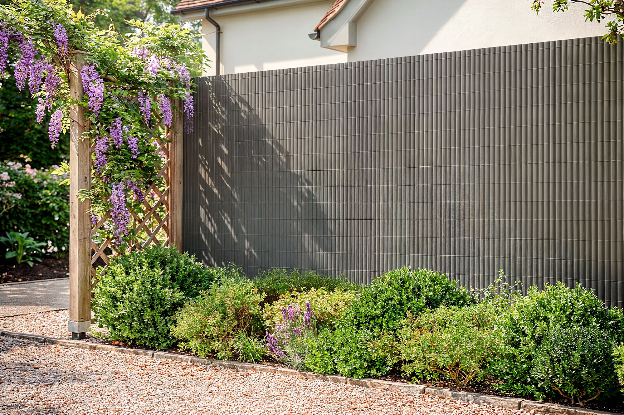 VISO PVC reed screen, 5m long x 1.5m high, anthracite grey 1