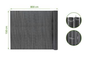 VISO doppelseitiger PVC-Schilfschirm, 8 m x 1,5 m, anthrazitgrau, mit Befestigungsmaterial 3