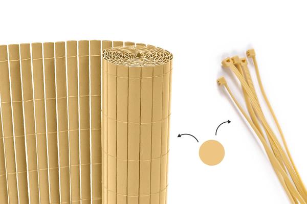 Tela de junco dupla face VISO em PVC, 5m x 1,5m, bege, com fixadores. main image