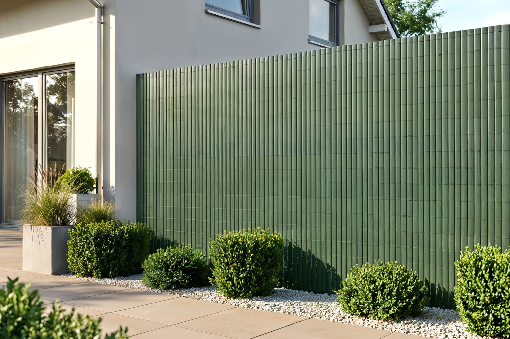 VISO double-sided PVC reed screen, 10m long x 1.8m high, green, with fasteners 2