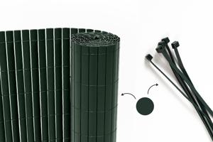 Ecran dublu-adeziv VISO din stuf din PVC, 5m x 1,8m, verde, cu elemente de fixare main image
