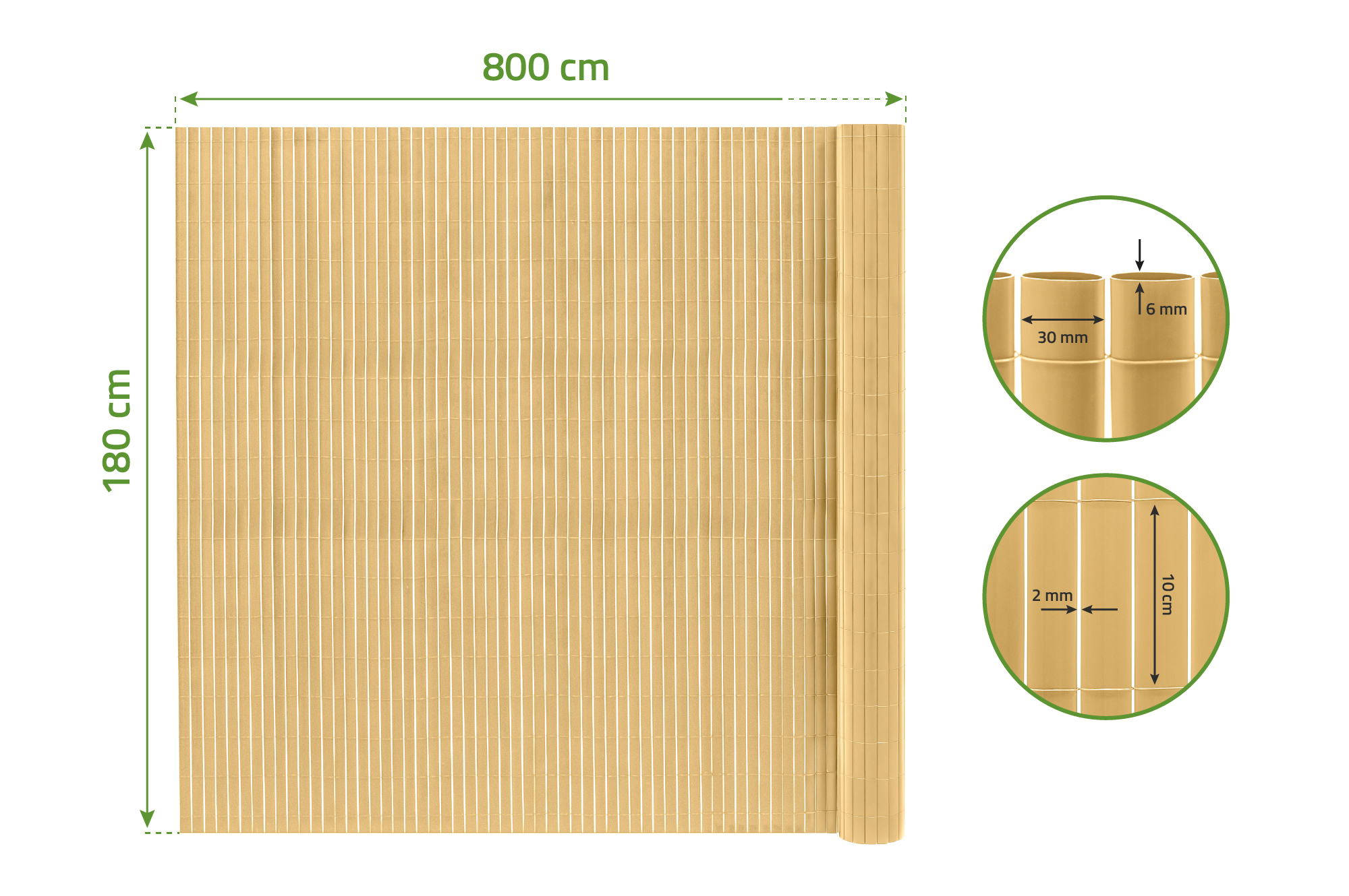 Canisse PVC VISO L.8m x H.1,8m Beige 2