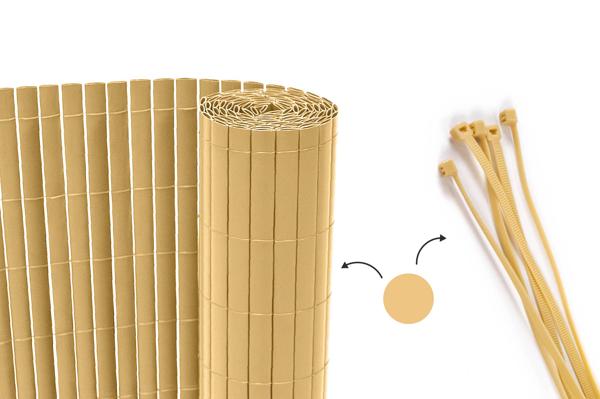 Tela de junco dupla face VISO em PVC, 8m x 1,8m, bege, com fixadores. main image