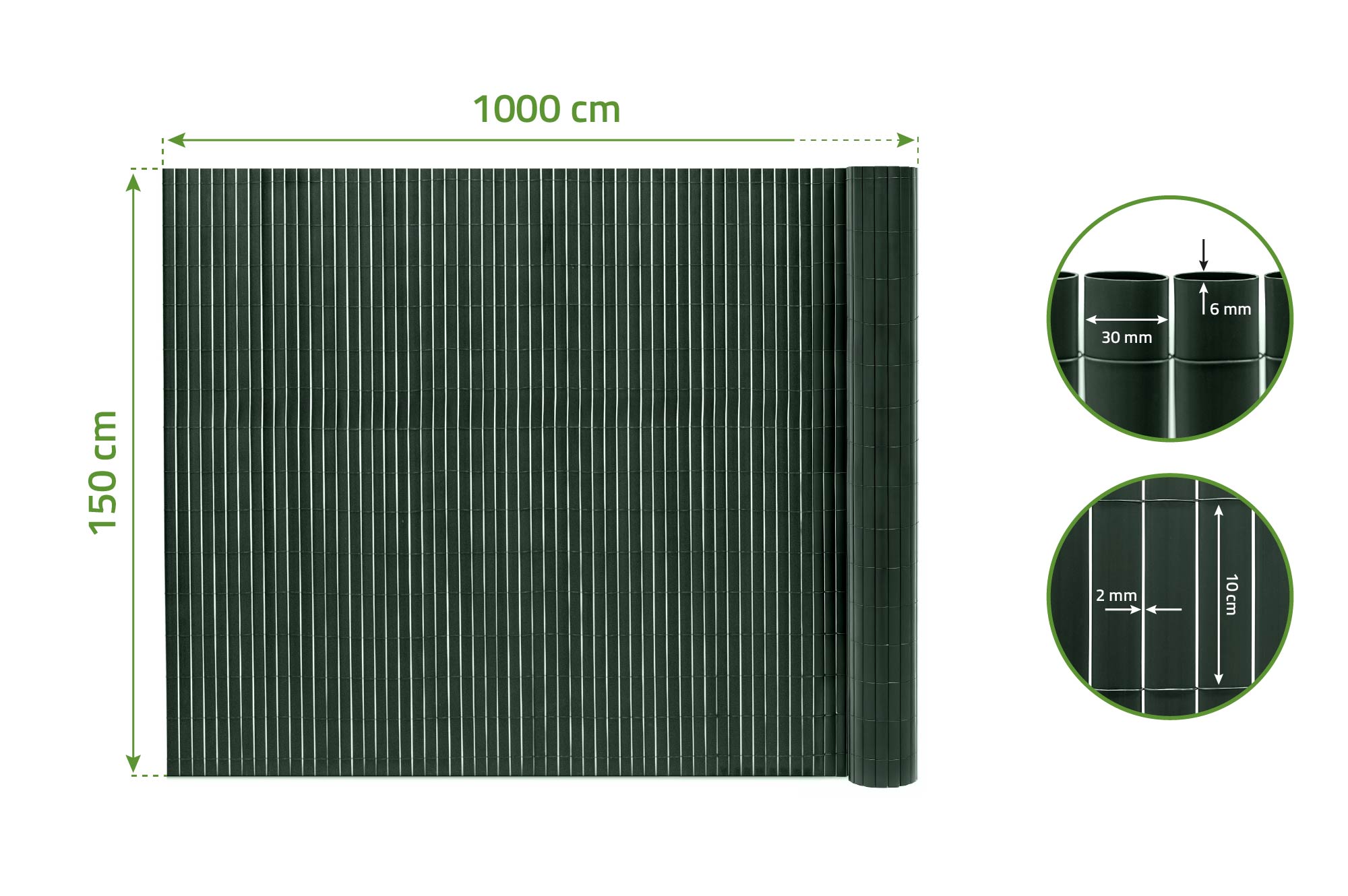 PVC palica VISO D.10m x V.1,5m zelená 2