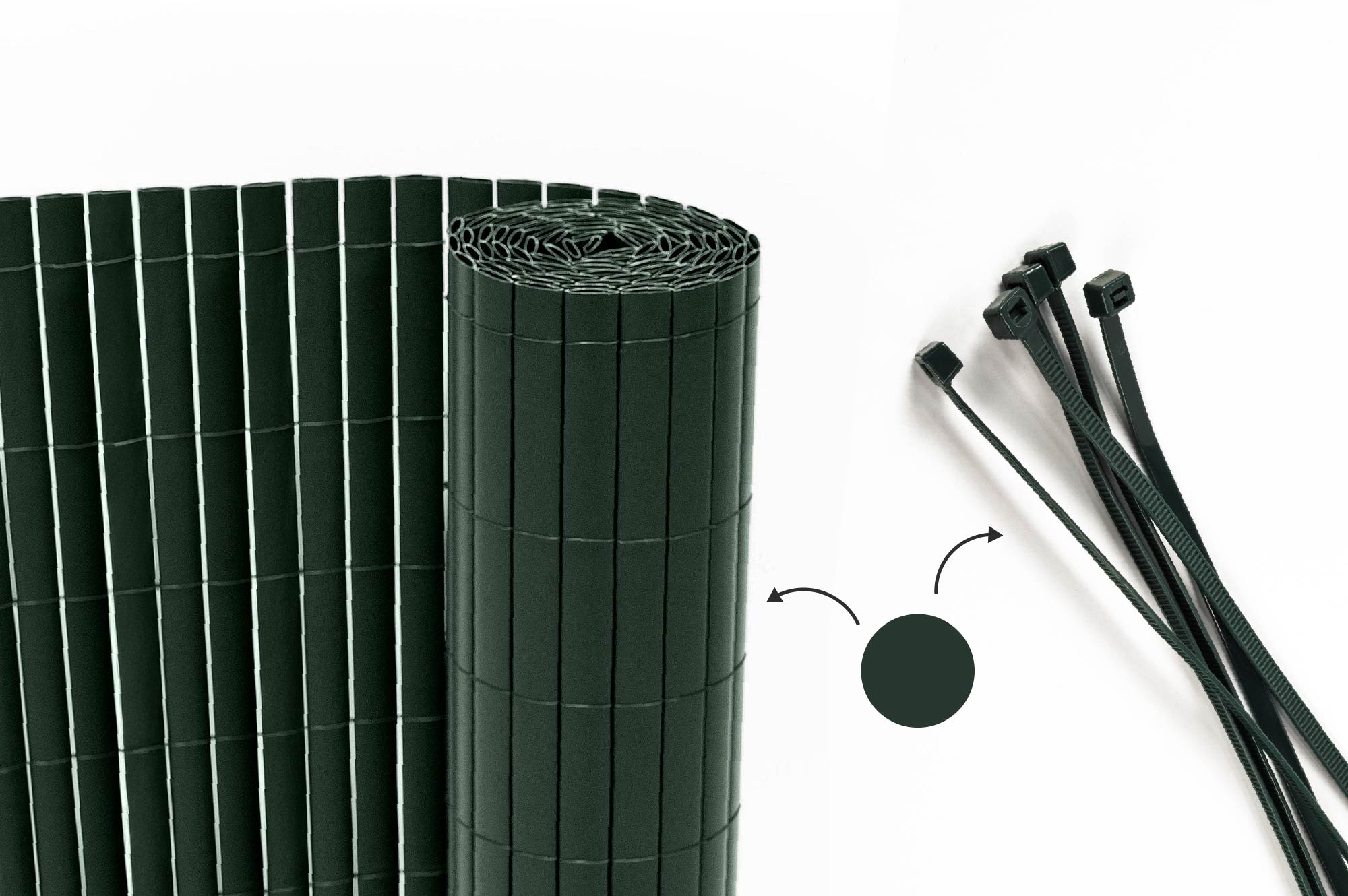 VISO double-sided PVC reed screen, 10m long x 1.5m high, green, with fasteners 1