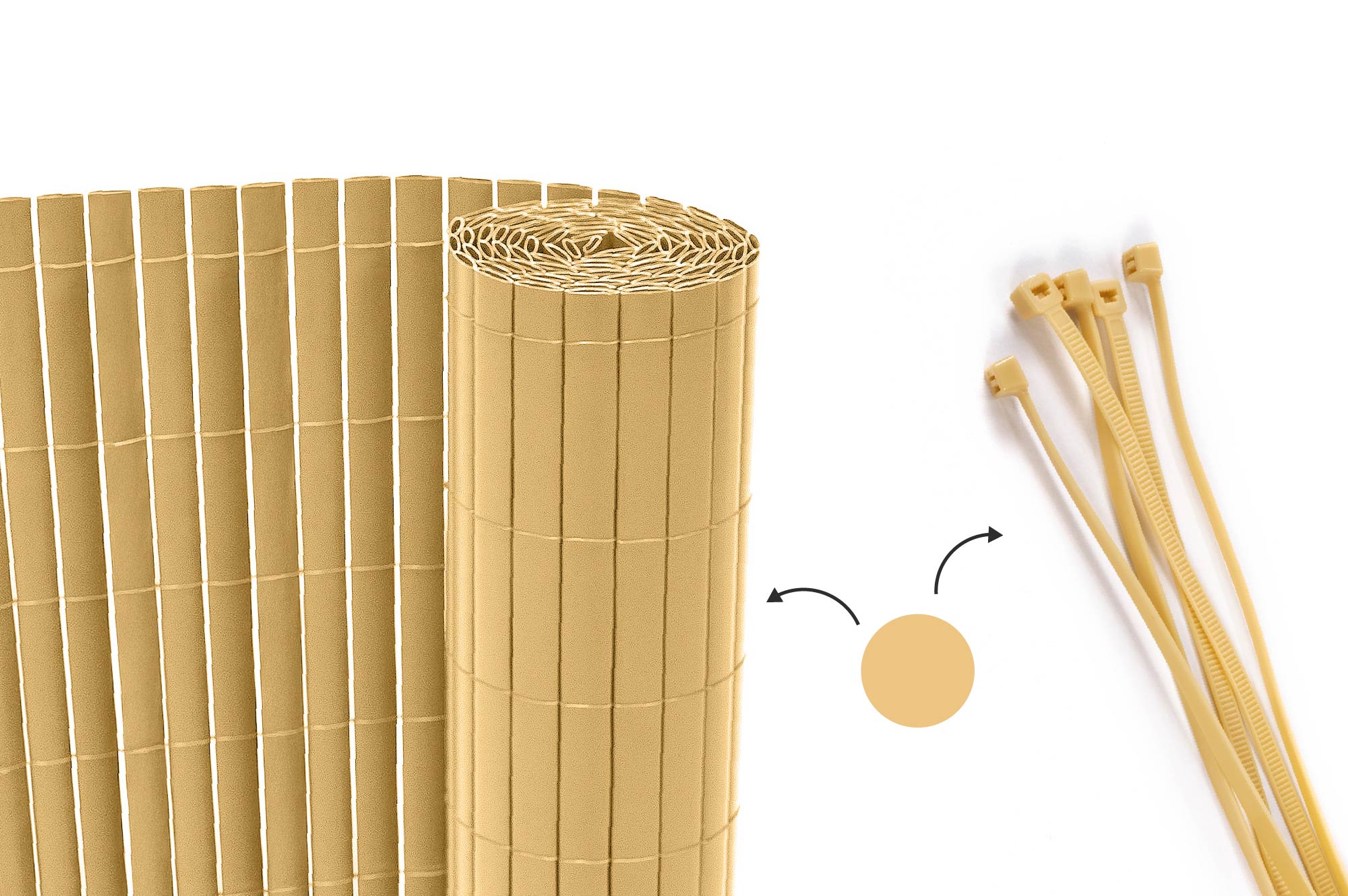 VISO dubbelzijdig PVC-rietscherm, 3m x 1,8m, beige, inclusief bevestigingsmateriaal. main_image