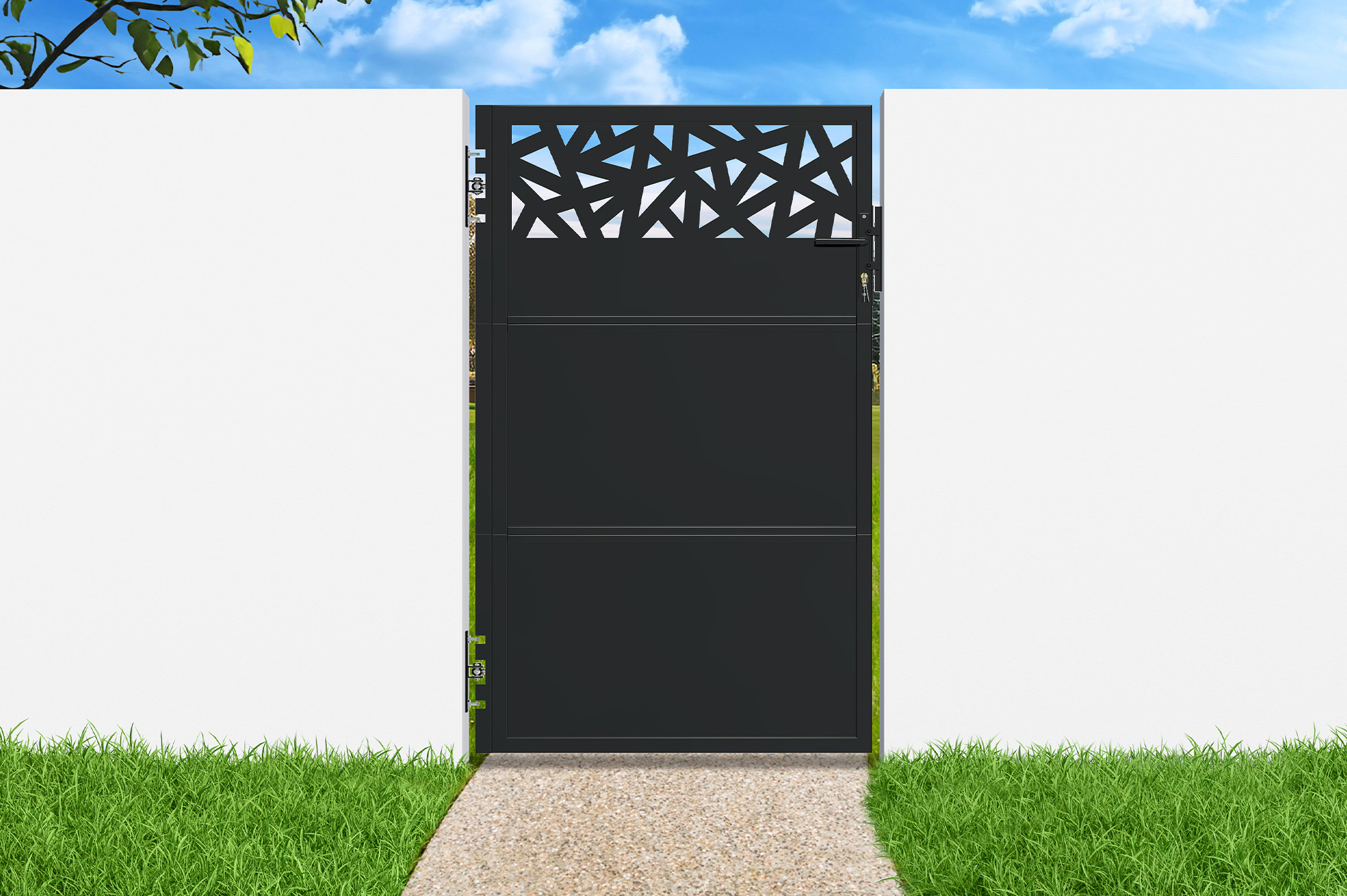 Stahltor 1 m NALI RUIVO H.160cm matt schwarz 8