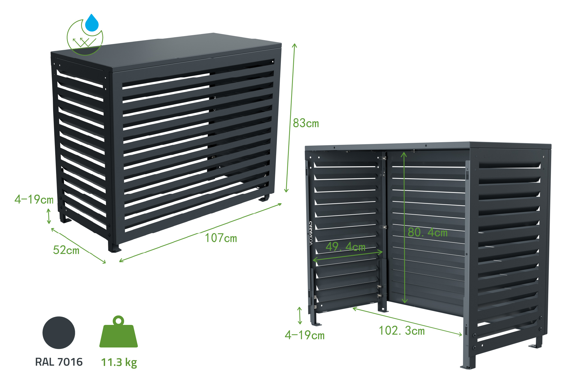 Aneto grijze aluminium airconditioninghoes - maat M 3