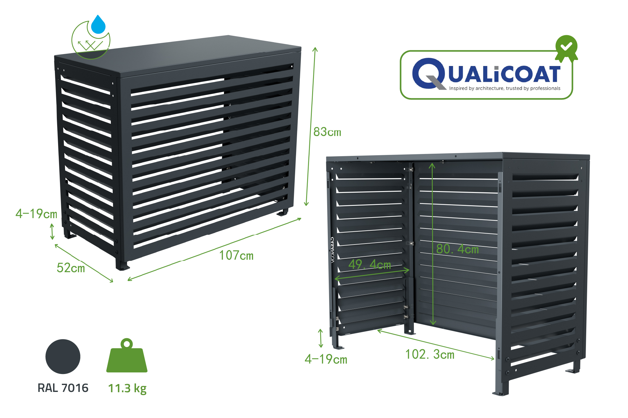 Klimaanlagen- & Wärmepumpen-Abdeckung ANETO Aluminium Grau - Größe M 3