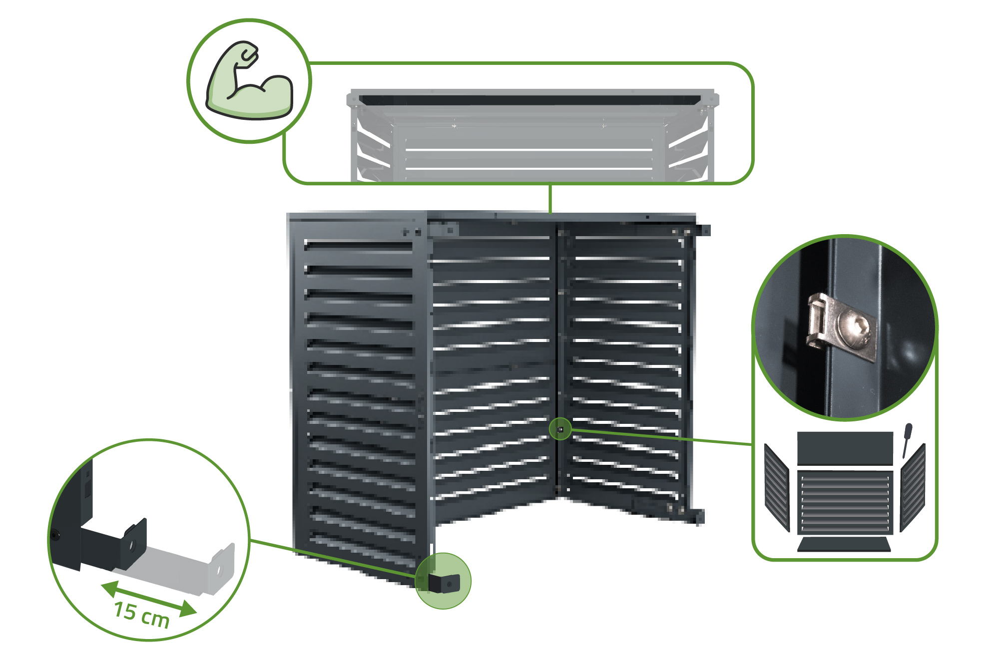 Aneto grey aluminum air conditioner cover - size L 9