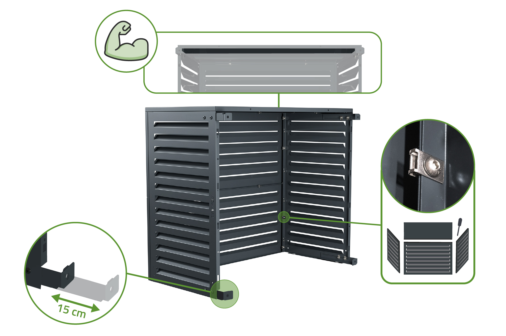 Air Conditioner & Heat Pump Cover ANETO Aluminium Grey - Size L 9