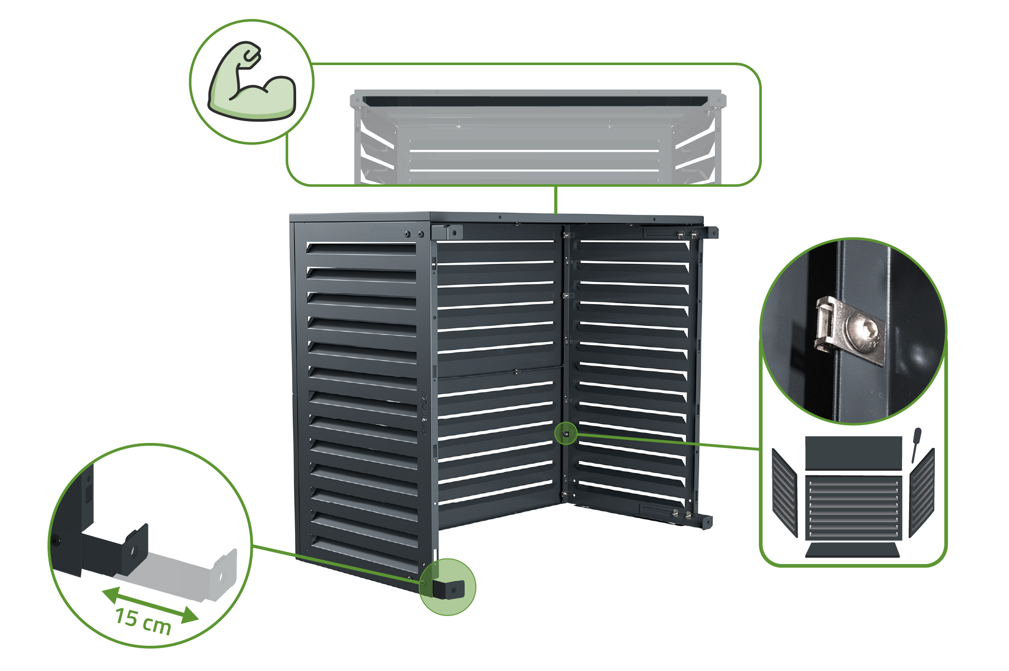 Kryt Klimatizace A Tepelného Čerpadla ANETO Hliník Šedá - Velikost L 9