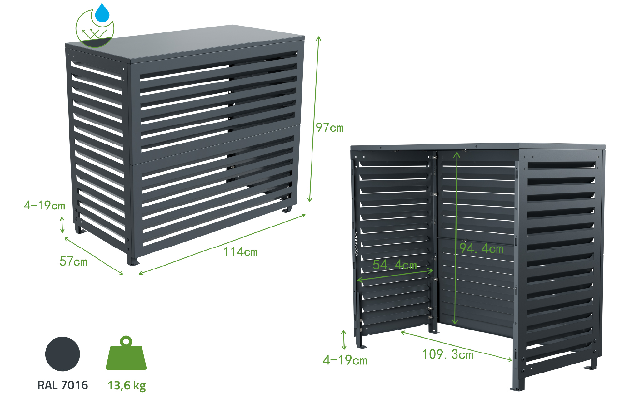 Aneto grey aluminum air conditioner cover - size L 3