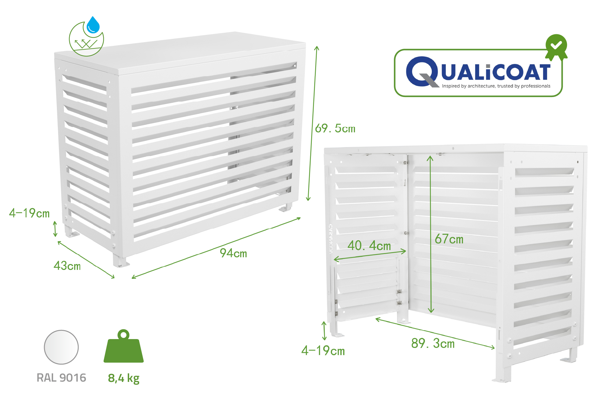 Cubierta Para Aire Acondicionado Y Bomba De Calor ANETO Aluminio Blanco - Tamaño S 3