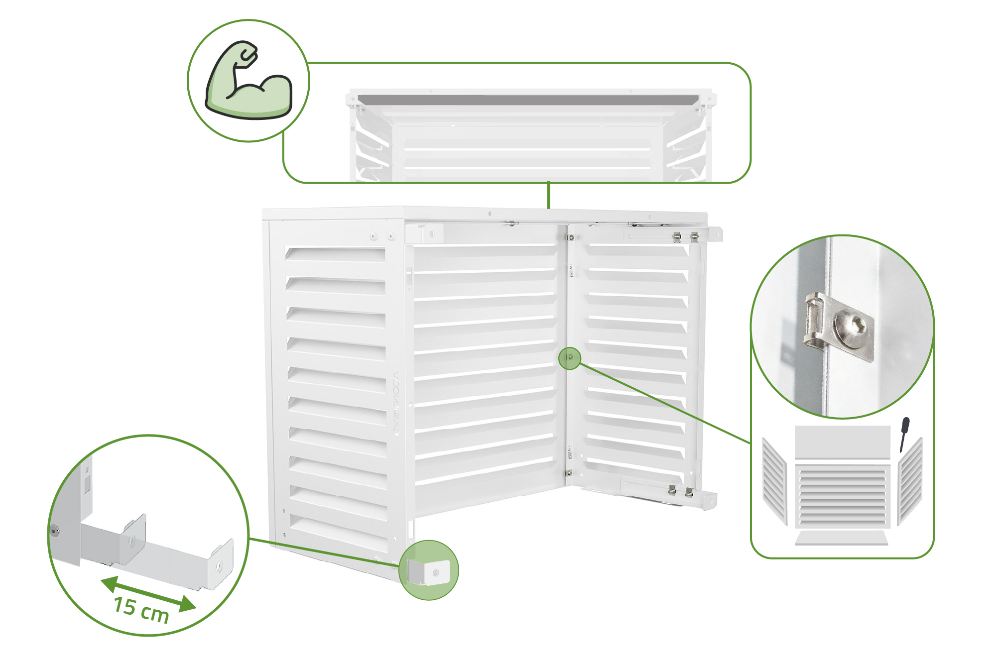 Aneto white aluminum air conditioning cover - size S 9