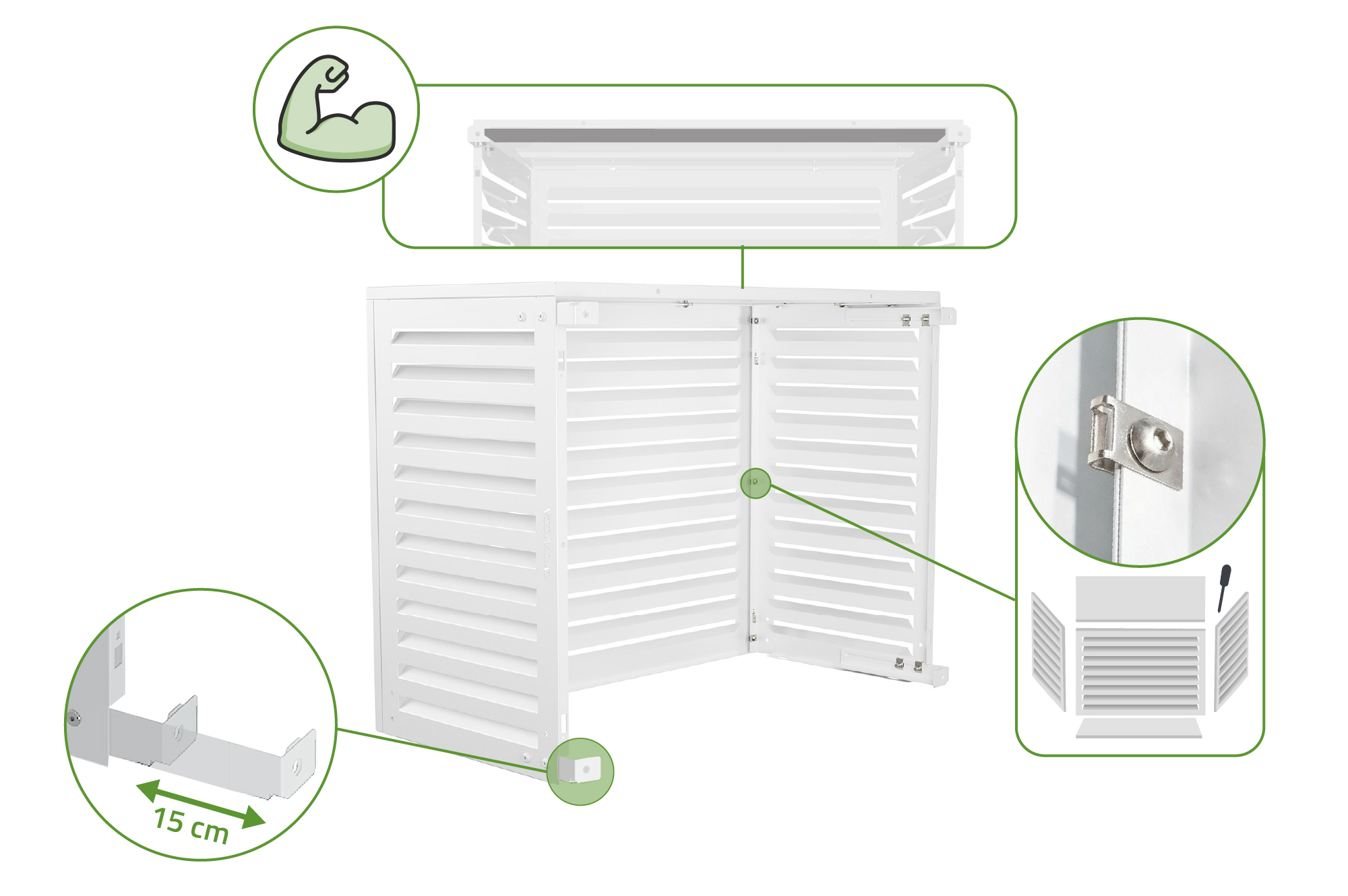 Klimaanlagen- & Wärmepumpen-Abdeckung ANETO Aluminium Weiß - Größe M 10