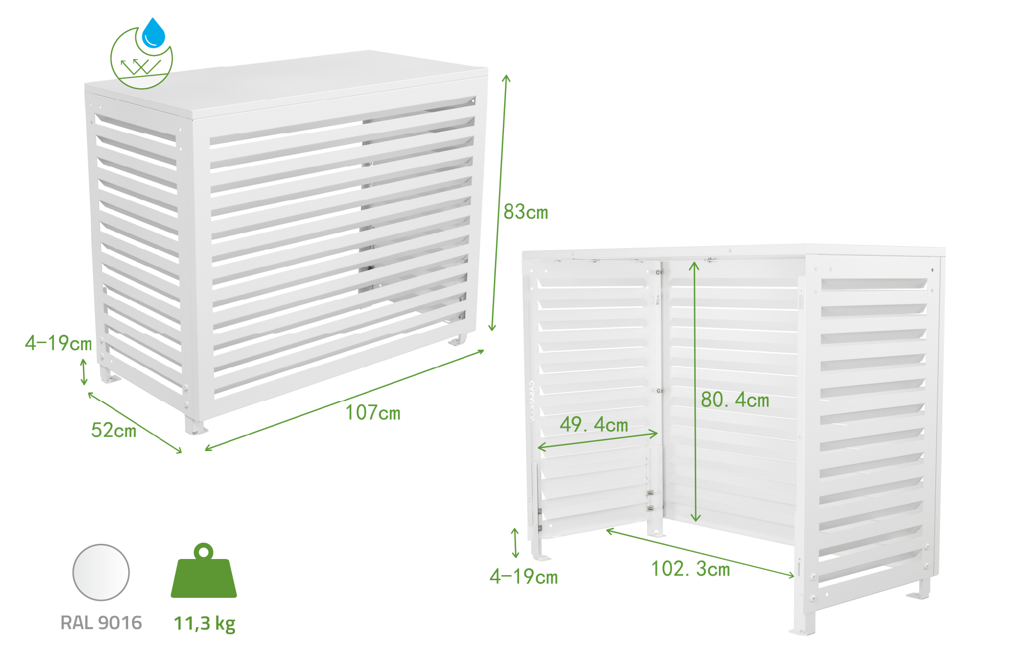 Aneto white aluminum air conditioner cover - size M 3