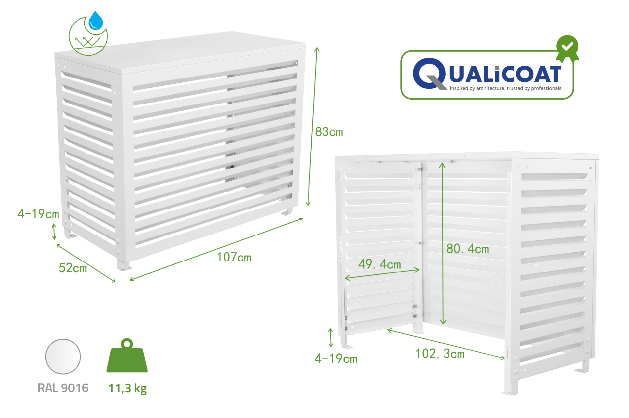Klimaanlagen- & Wärmepumpen-Abdeckung ANETO Aluminium Weiß - Größe M 3