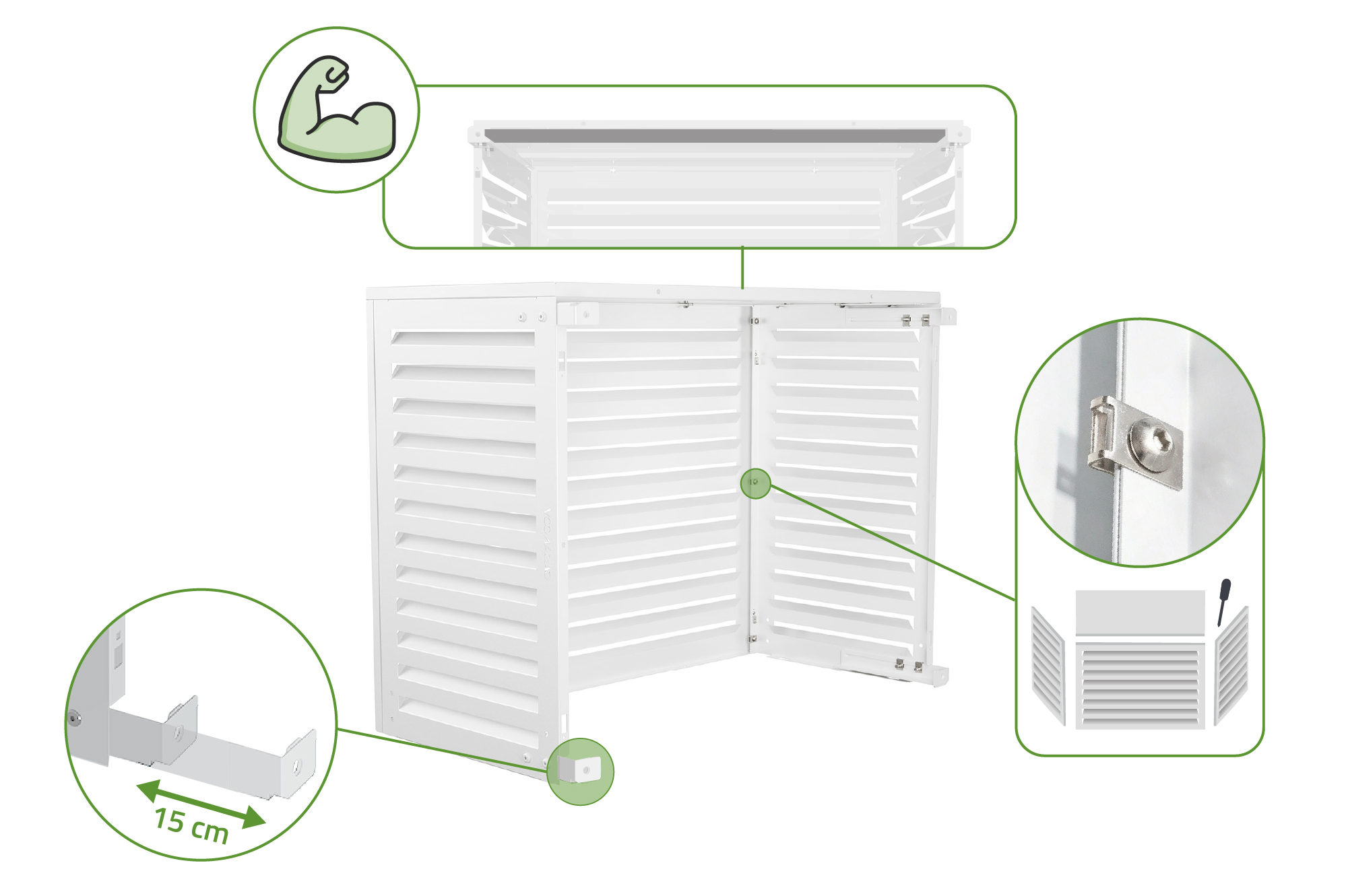 Ohišje Za Klimatsko Napravo In Toplotno Črpalko ANETO Aluminij Bela - Velikost M 10