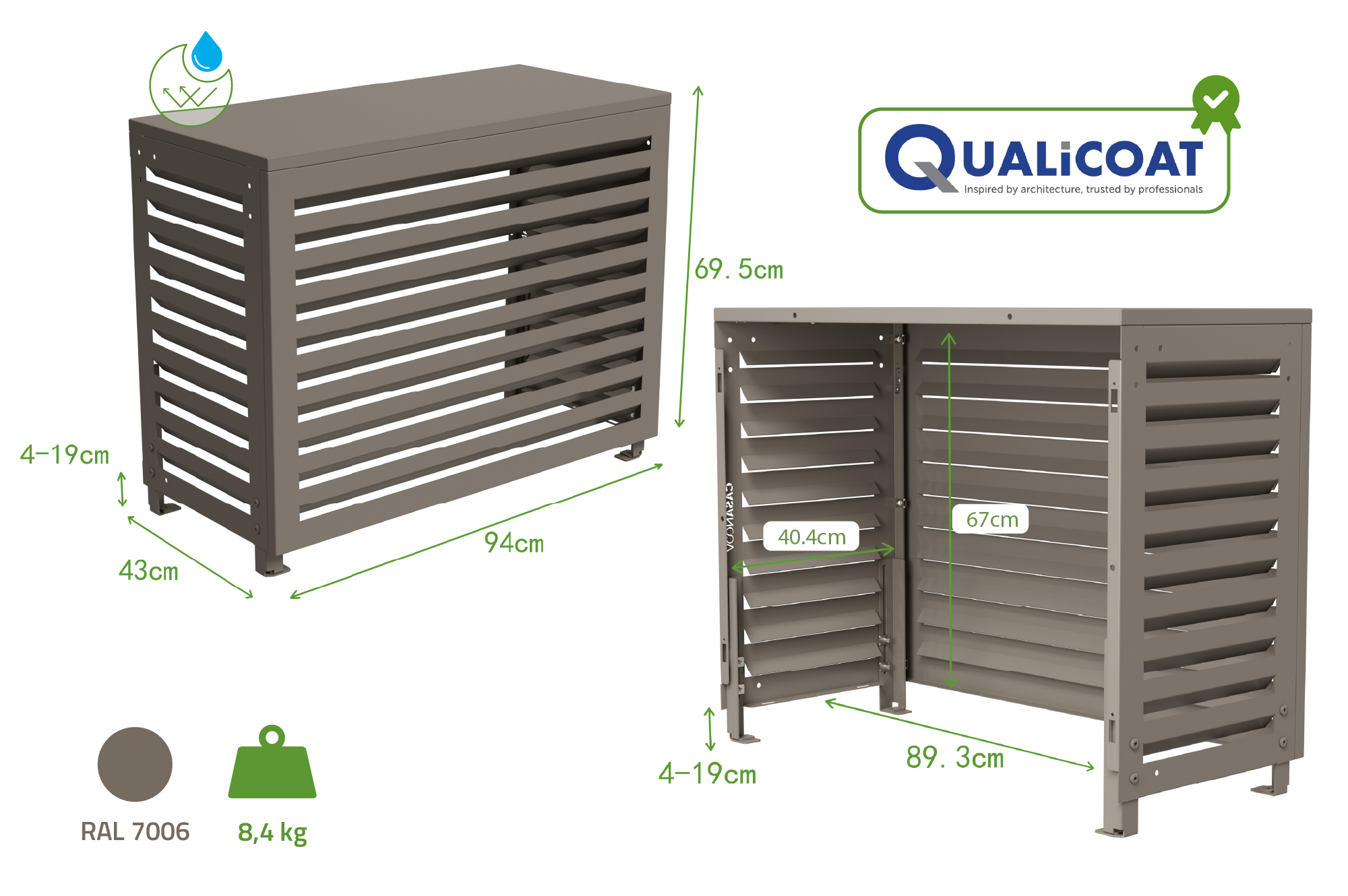 Cover Til Aircondition Og Varmepumpe ANETO Aluminium Taupe - Størrelse S 3