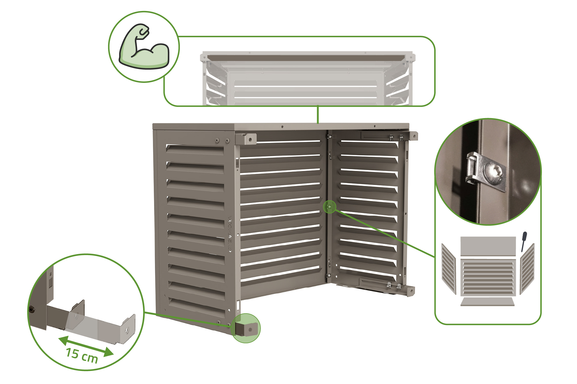 Cover Til Aircondition Og Varmepumpe ANETO Aluminium Taupe - Størrelse S 9